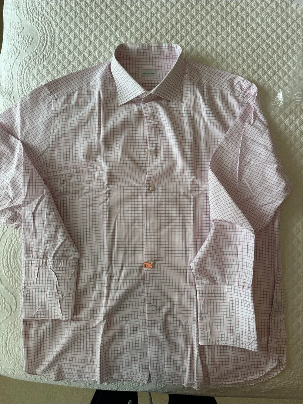 Ermenegildo Zegna Pink Windowpane Dress Shirt